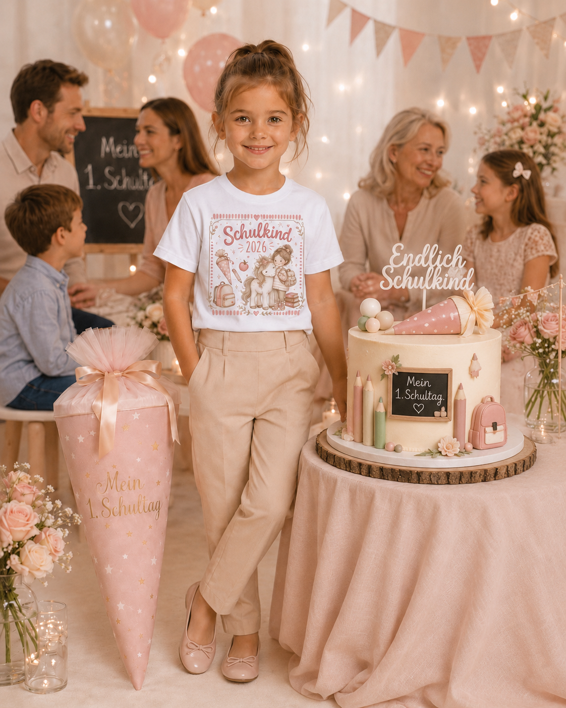 Caketopper „Endlich Schulkind“ aus PLA – Tortenstecker zur Einschulung