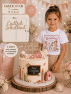 Caketopper „Endlich Schulkind“ aus PLA – Tortenstecker zur Einschulung