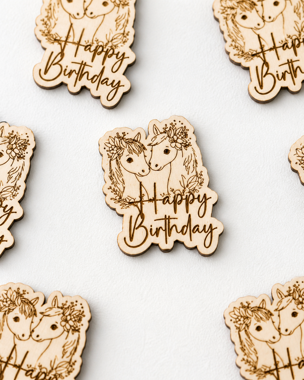 Caketopper Pferde aus Holz – Tortendeko für Kindergeburtstag, Pferdegeburtstag & Zwillingsmädchen