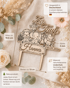 Caketopper Arche Noah / Tiere zur Taufe personalisiert mit Name & Datum aus Holz