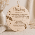 Personalisierter Patenbrief aus Holz rund – Versprechen an das Patenkind