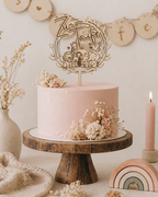 Caketopper Taufe aus Holz mit Tiermotiv – Tortendeko für Tauftorte Baby