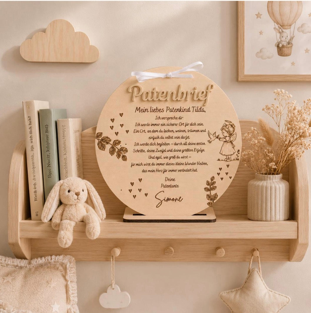 Patenbrief fürs Patenkind – persönliches Versprechen aus Holz
