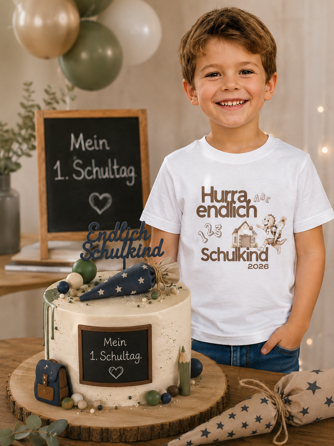 Caketopper „Endlich Schulkind“ aus PLA – Tortenstecker zur Einschulung