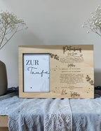 Patenbrief mit Fotorahmen zur Taufe – personalisiert aus Holz