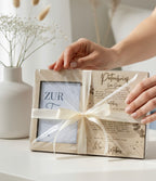 Patenbrief mit Fotorahmen zur Taufe – personalisiert aus Holz