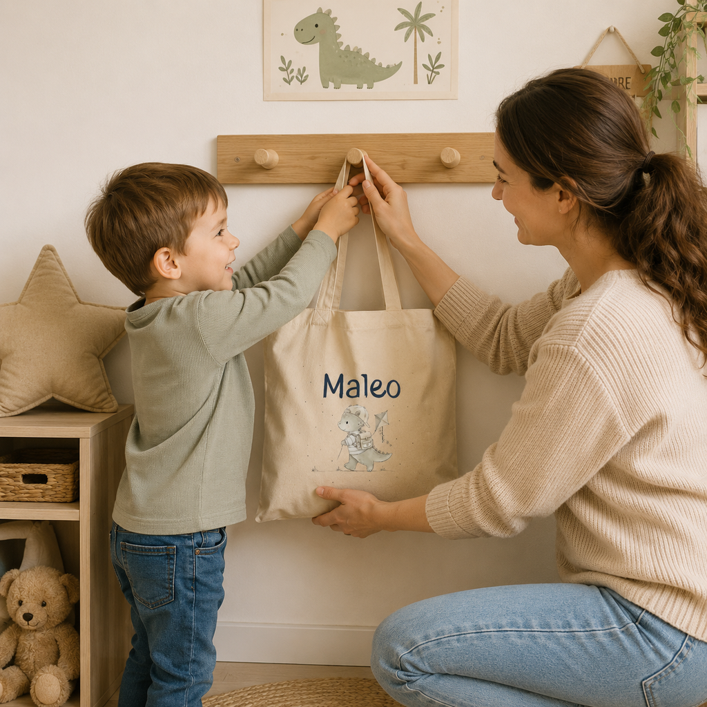 Personalisierte Kinder Stofftasche mit Namen | Baumwolltasche für Kindergarten & Schule