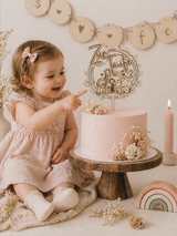 Caketopper Taufe aus Holz mit Tiermotiv – Tortendeko für Tauftorte Baby