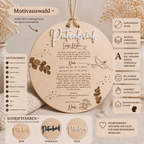 Patenbrief aus Lindenholz mit Gravur als Geschenk für Patentante oder PatenonkelMotivauswahl