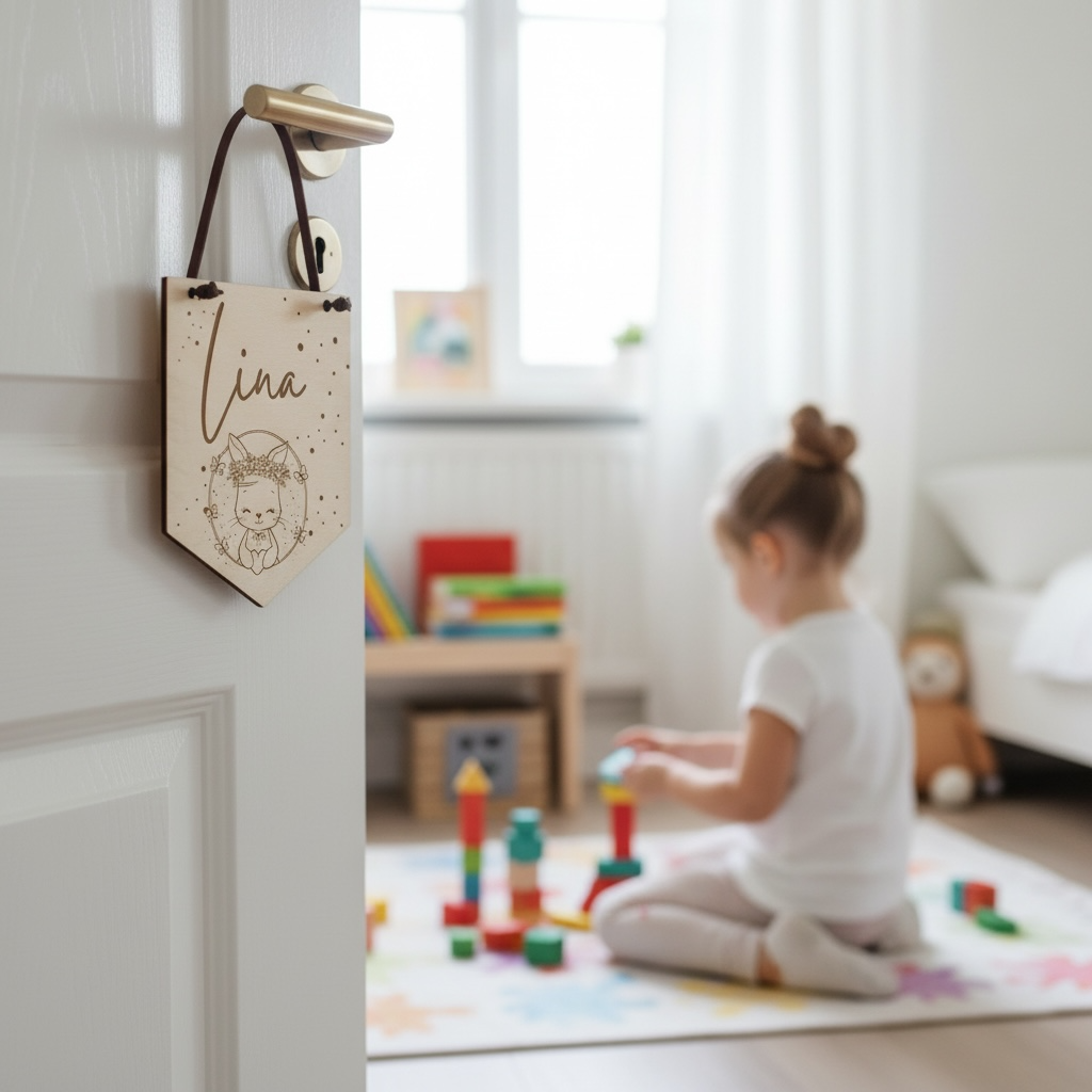 Personalisiertes Türschild Holz mit Name – Namensschild Kinderzimmer