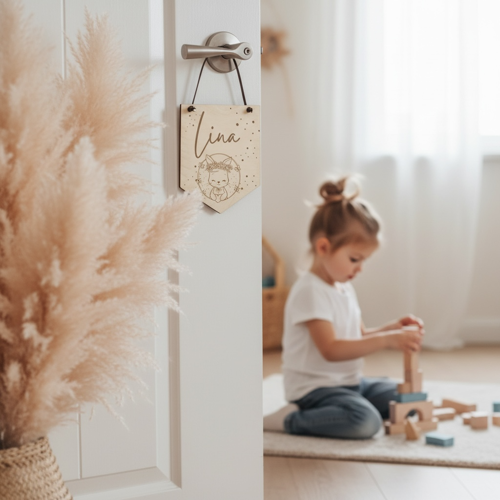 Personalisiertes Türschild Holz mit Name – Namensschild Kinderzimmer