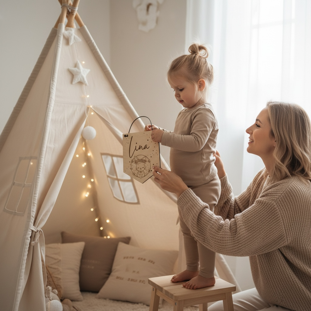 Personalisiertes Türschild Holz mit Name – Namensschild Kinderzimmer