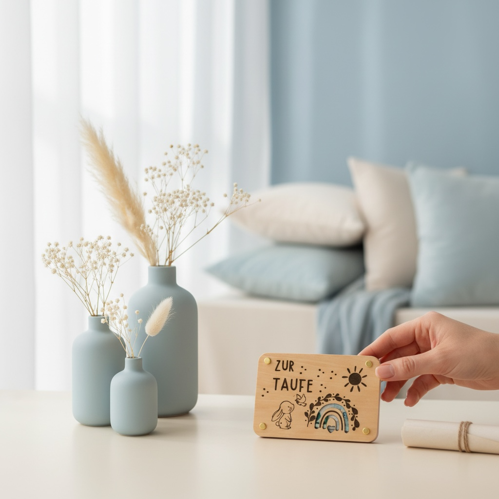 Personalisiertes Geldgeschenk zur Taufe aus Holz – handgemachte Geschenkverpackung