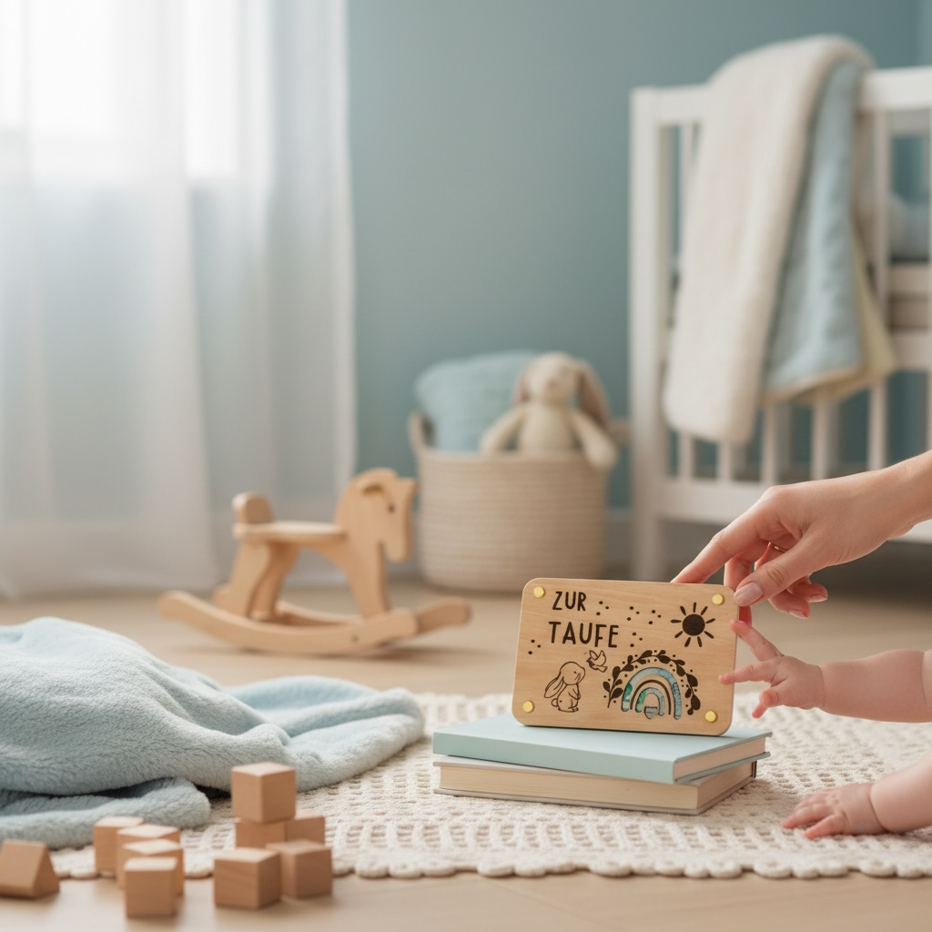 Personalisiertes Geldgeschenk zur Taufe aus Holz – handgemachte Geschenkverpackung