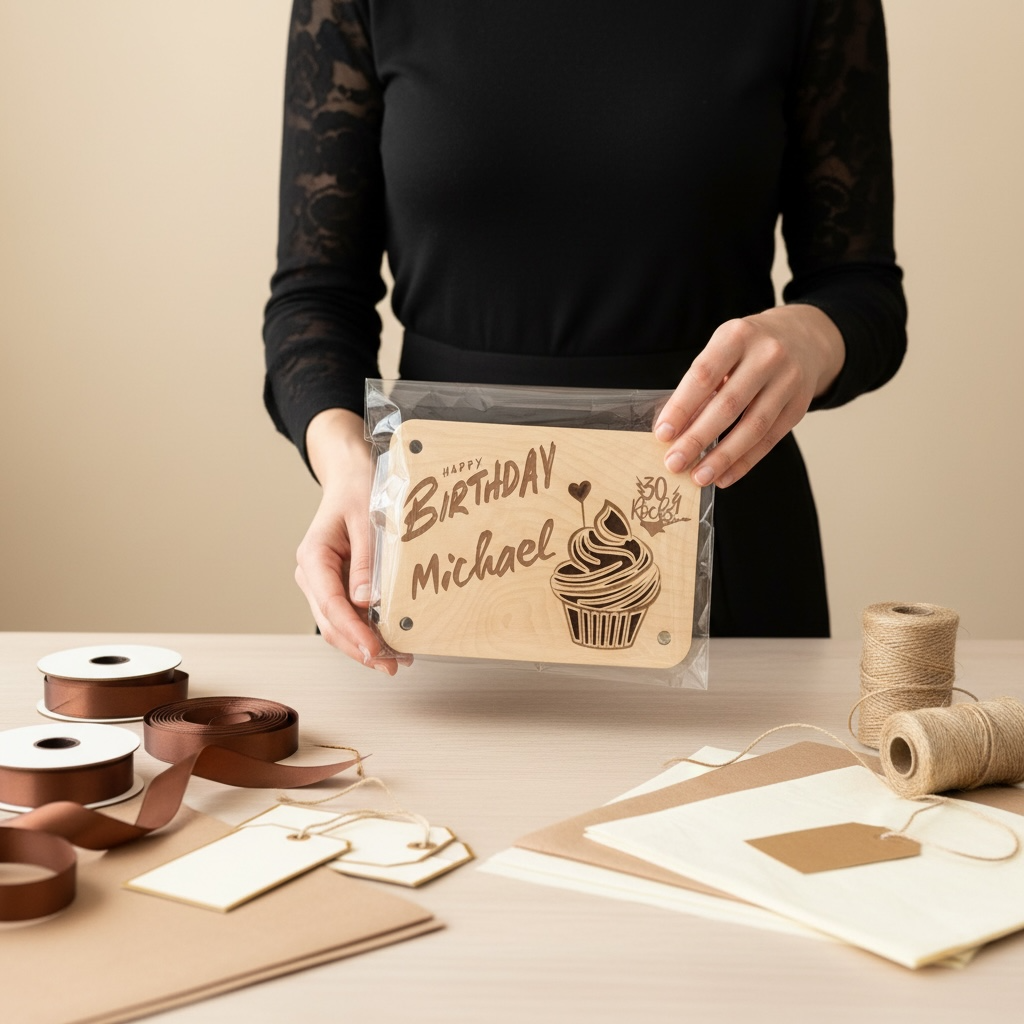 Personalisierte Geldgeschenkverpackung aus Holz für runde Geburtstage – mit Name & Wunschalter