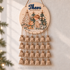 Theos Adventskalender mit 24 Säckchen und Sternenanhängern – mit KI in Szene gesetzt