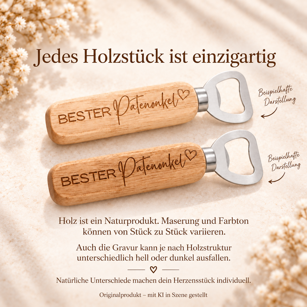 Hinweise zu natürlicher Holzmaserung, Farbton und Gravurabweichungen