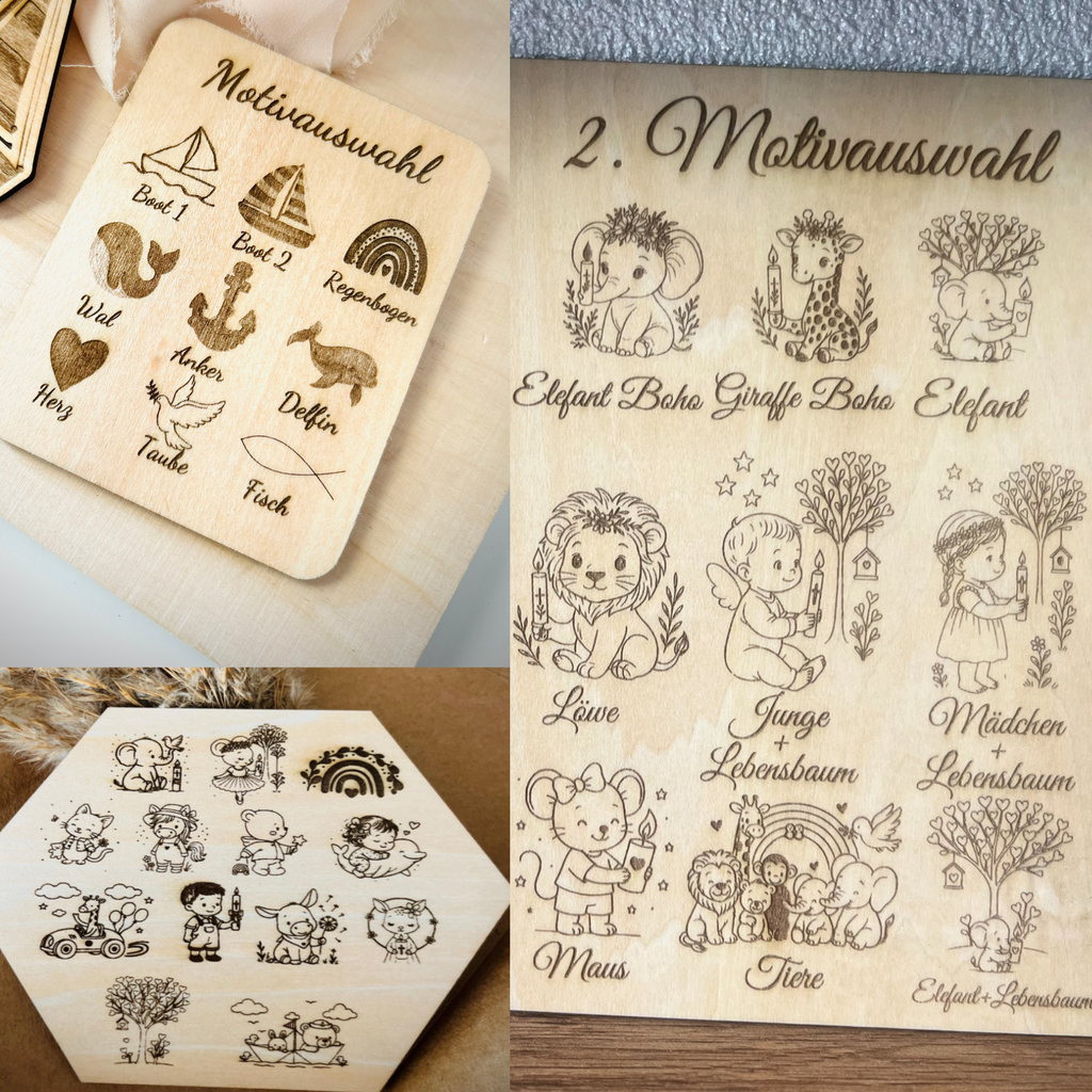 Personalisierte Patenurkunde aus Holz | Patenbrief zur Taufe mit Namen
