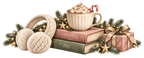 Motiv 4 – Bücher mit Kakao, Ohrwärmern und Weihnachtsgeschenk