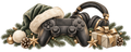 Motiv 3 – Gaming mit Controller, Headset und Tannengrün