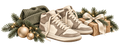 Motiv 2 – Sneaker in Beige mit Mütze und Weihnachtsgeschenk