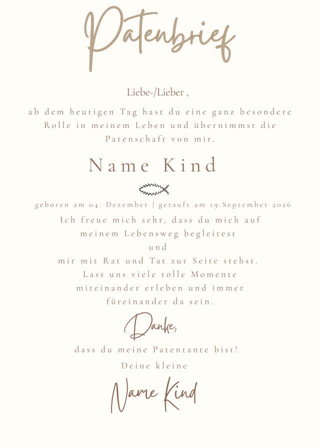 Danke für deine Patenschaft · Fisch